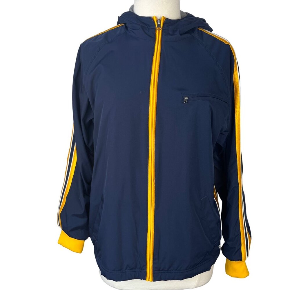 Tek Gear Front Zip Jacket Womens XL Blue Yellow Lined Activewear